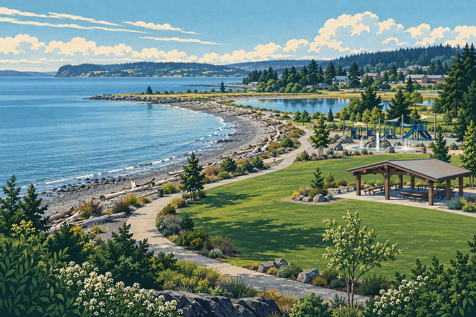 Illustration of Windjammer Park · Oak Harbor on Whidbey Island.